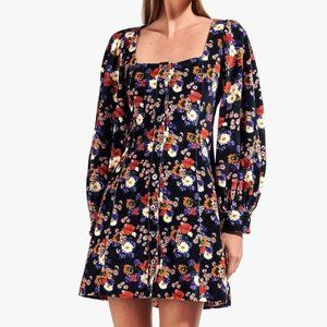 STAUD Chandler Floral Velvet Dress - XS